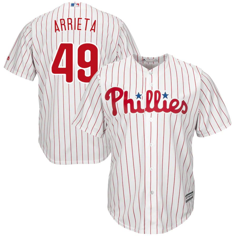 Youth Philadelphia Phillies #49 Jake Arrieta Majestic White Replica Player MLB Jerseys->youth mlb jersey->Youth Jersey